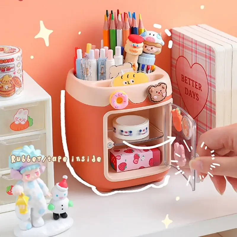 Practical Multi-Functional Desk Organizer Pen Holder Double Layers Rotating Pencils Storage Rack Student Cosmetics Storage Shelf pen holder stationery organizer desktop storage shelf