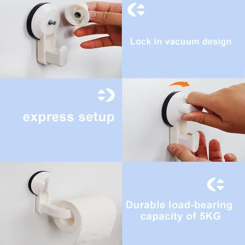 Adhesive Toilet Paper Holder Multi-Purpose Suction Toilet Paper Holder Stick-On Thickened For Doors Ceramics Walls