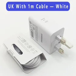Samsung 60W UK Plug PD Charger - Original Type C Super Fast Charge Adapter - White UK add Cable