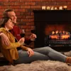 Flame 30 in.WiFi Infrared Quartz Electric Fireplace Log Heater with Sound Crackling,Realistic Pinewood Logs,Remote Control 6