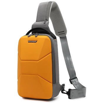 Borsa da petto da uomo Borsa a tracolla da viaggio impermeabile con porta USB Borsa a tracolla leggera con guscio rigido Elegante borsa da motociclista