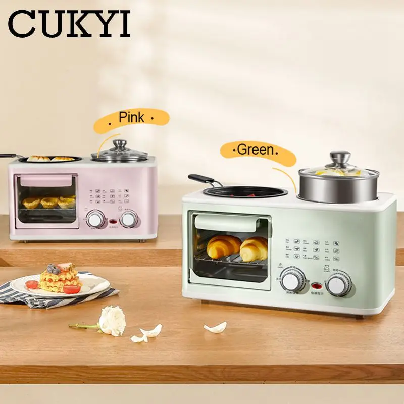 DMWD 4 in 1 Household Electric Breakfast Machine Toaster Frying Pan Mini Oven Bread Pizza Maker Hot Pot Steamer Boiling Pot 5