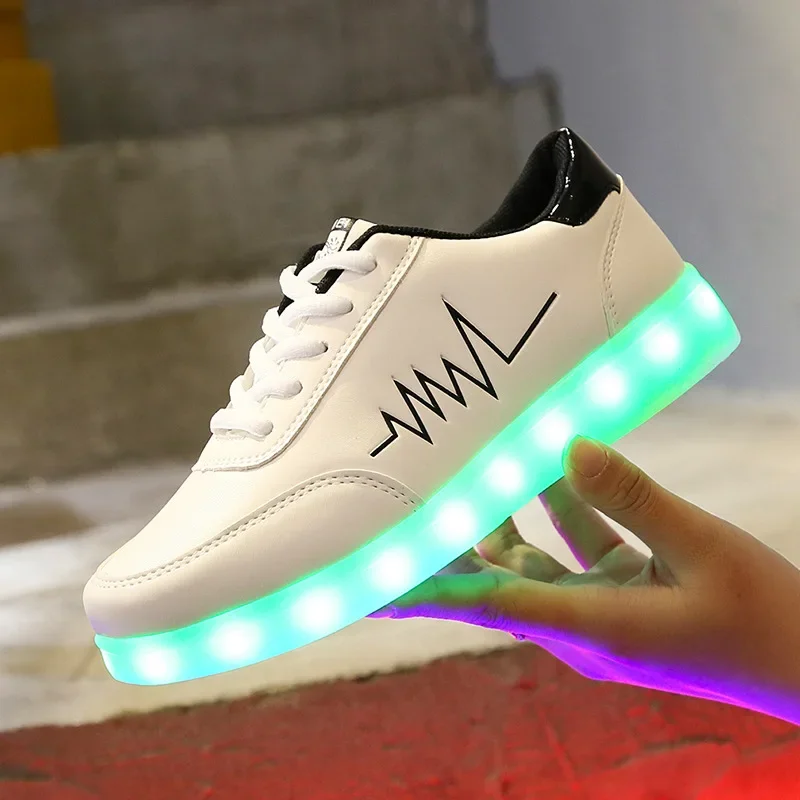 

Comemore 2023 Adult Unisex Womens Mens Kid Luminous Sneakers Glowing USB Charge Boys LED Colorful Light-up Shoes Girls Footwear