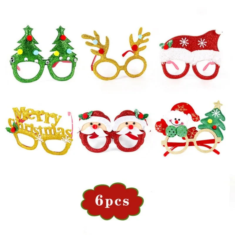 Christmas Decorations Glasses Set Holiday Adult Children Christmas Gift Hat Head Buckle Clap Ring Set