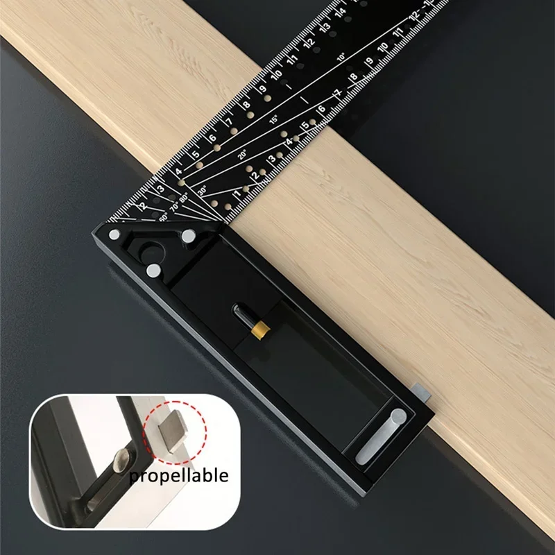 30/40CM Precision Marking Right Angle 45°/90° Multifunctional Ruler Hole Angle Ruler Woodworking Measuring Positioning Hand Tool