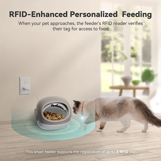RFID Smart Cat Feeder With Collar Sensor, Timed Auto Dispenser For MultiCat Homes, 4 Feeding Modes Supports Wet And Dry Pet Food 2