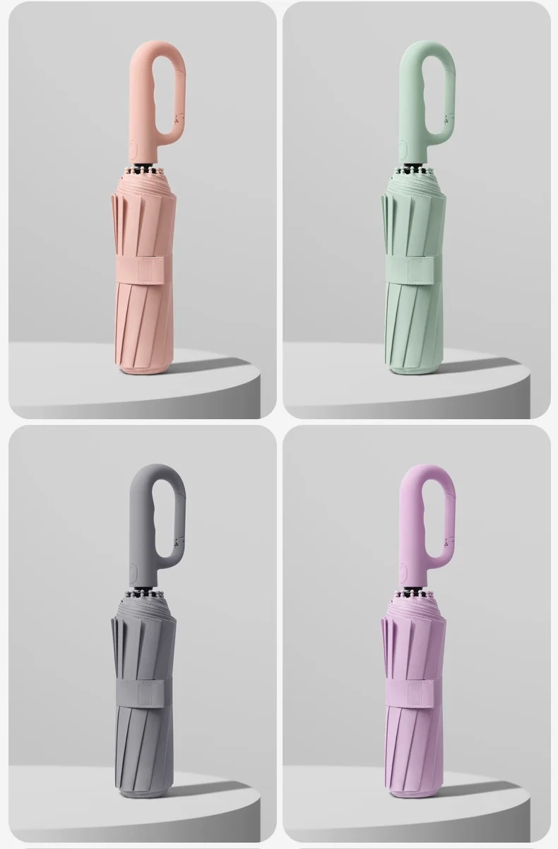 Extra Large 12-Bone Fully Automatic Folding Umbrella – Windproof Portable Rain Umbrella with Dual-Use Reverse Design & Black Glue UV Protection