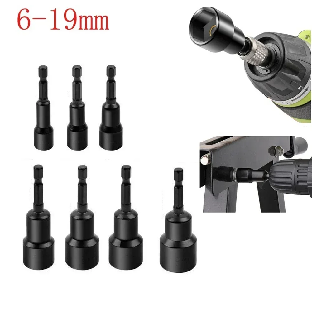 6-19mm Impact Socket Magnetic Nut Screwdriver Deep Socket Adapter 1/4inch Hex Wrench Heads Electric Drill Bit Repairing Tool 3