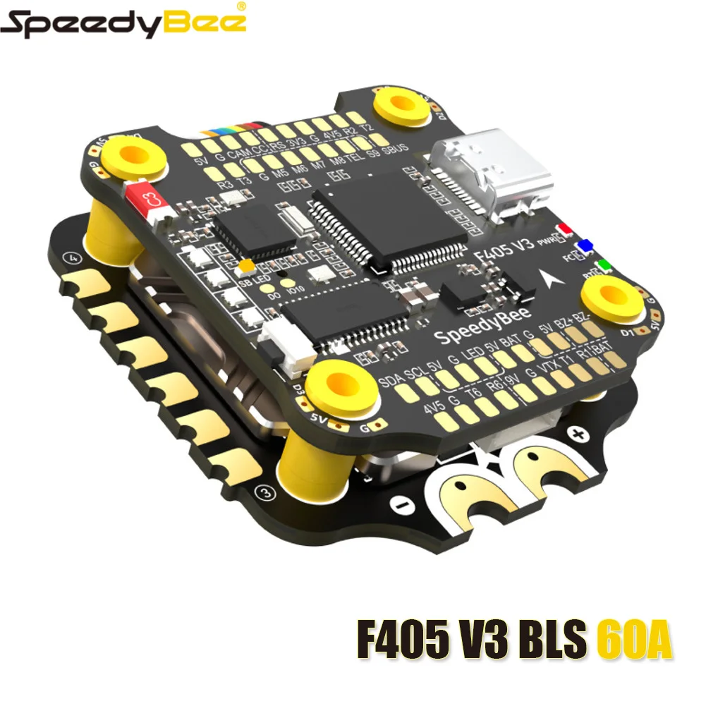 

SpeedyBee F405 V3 BLS 60A 30x30 FC&ESC Stack F405 Flight Controller 60A 4in1 ESC for FPV Drone