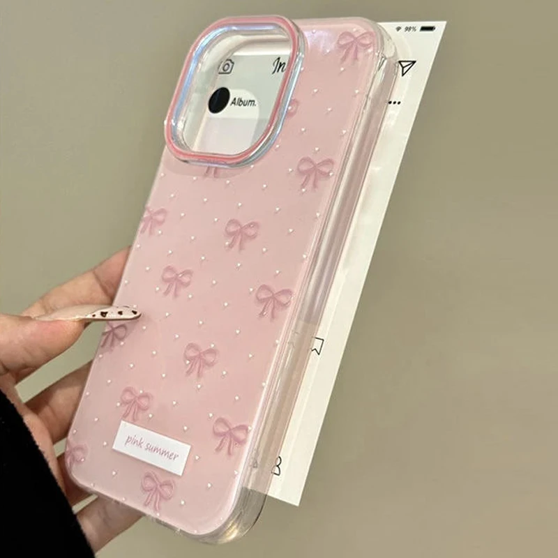 Charming Pink Bowknot Pattern Shockproof Soft Phone Case