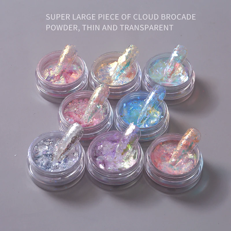 8 Colors Aurora Crystal Irregular Opal Flakes Nail Powder for Nails Professional DIY Manicure Decoration