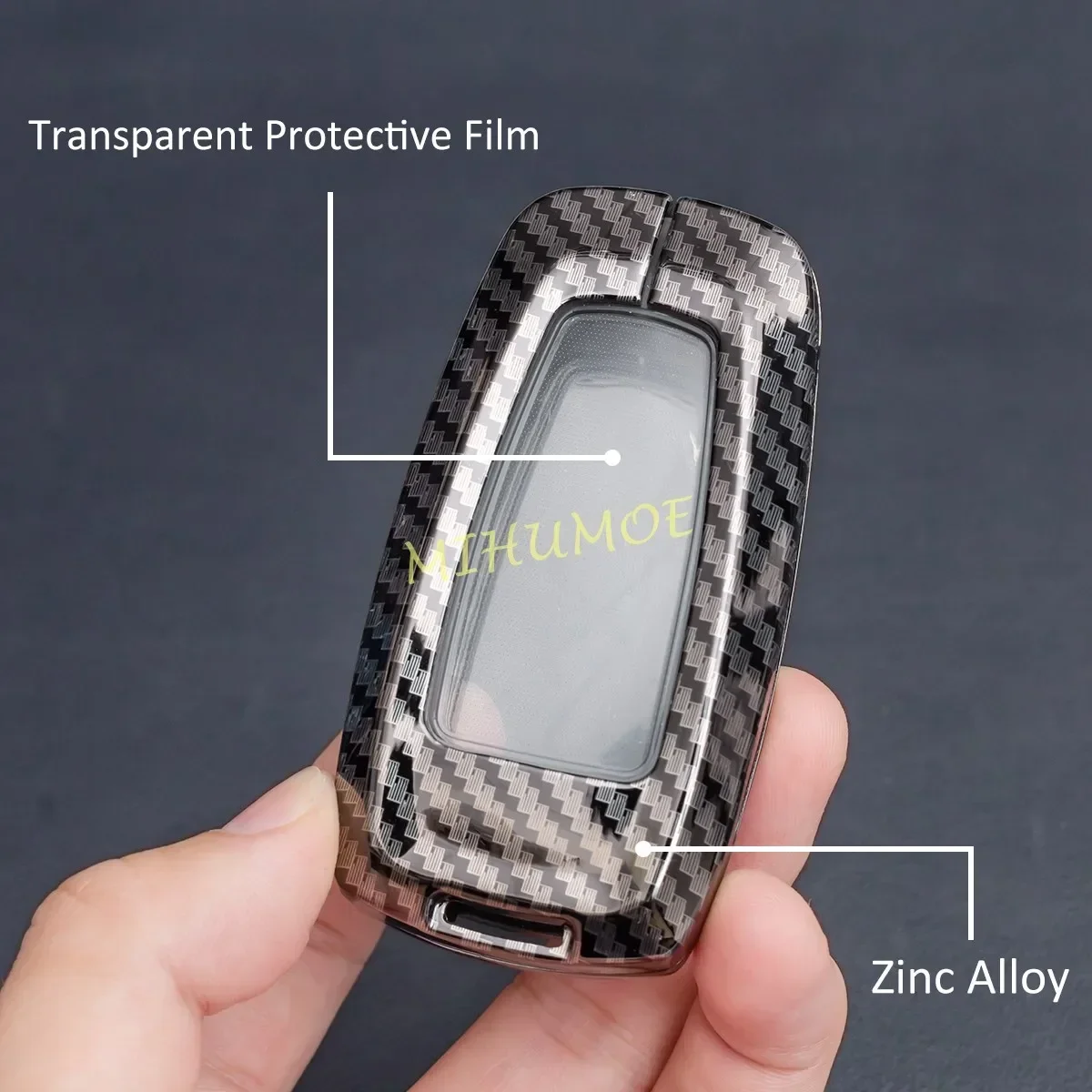 Carbon Fiber Car Key Fob Case Cover with Chain