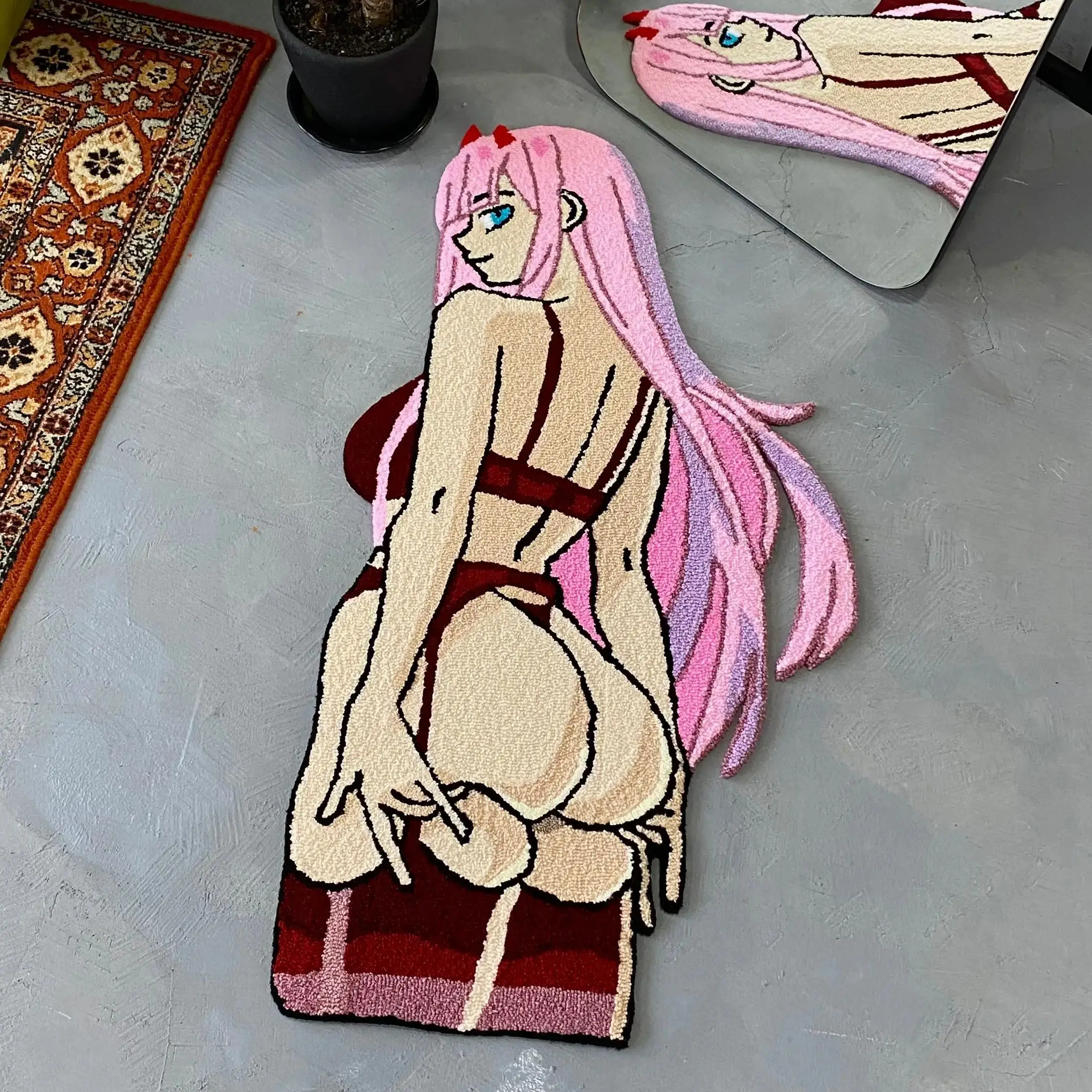 

Anime Girl Rug Modern Bedroom Floor Mat Digital Printing Technology Simple Housewarming Gift Handmade Non-Slip Decorative Carpet