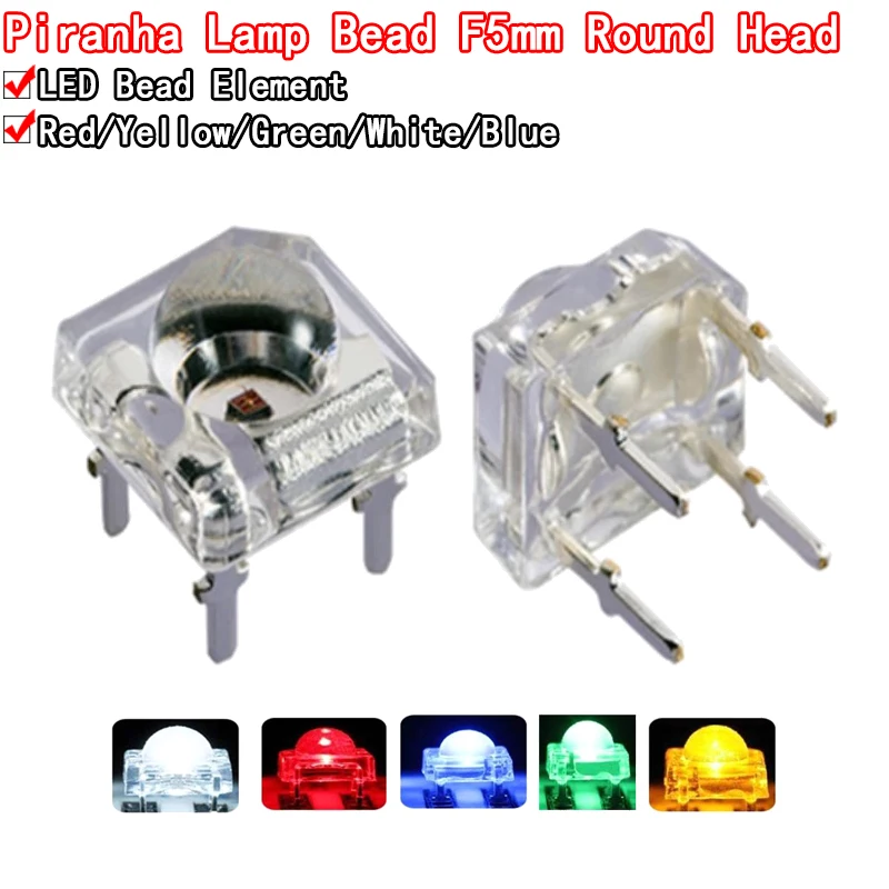 10 Pz 5Mm F5 Piranha Led Bianco Rosso Verde Ambra Trasparente 5Mm Led Diodo A Emissione Luminosa-Diodi 4-Pin Piranha Led Diodos Luminosità