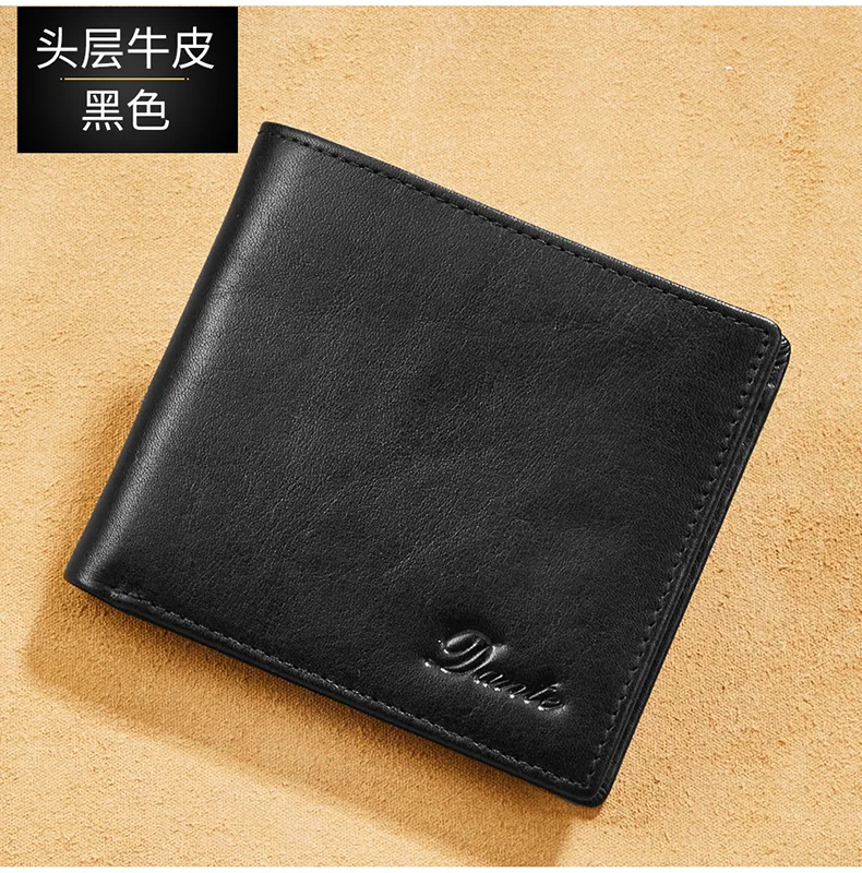 Dante 2023 Men's Leather Wallets RFID Anti-theft Brush Short Clips 100% Head Layer Cowhide Retro Casual Vertical Purse Money Bag