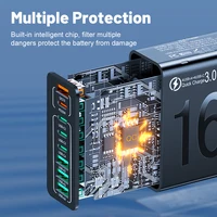 Total 150 8 Ports Fast Charging QC3.0 Travel Charger For iPhone 14 Samsung Xiaomi EU US KR Plug Mobile Phone Wall Adapter 3