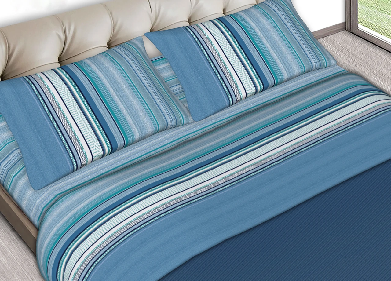 Full 100 cotton bed sheets Made In Italy Dis. Flat light blue color C