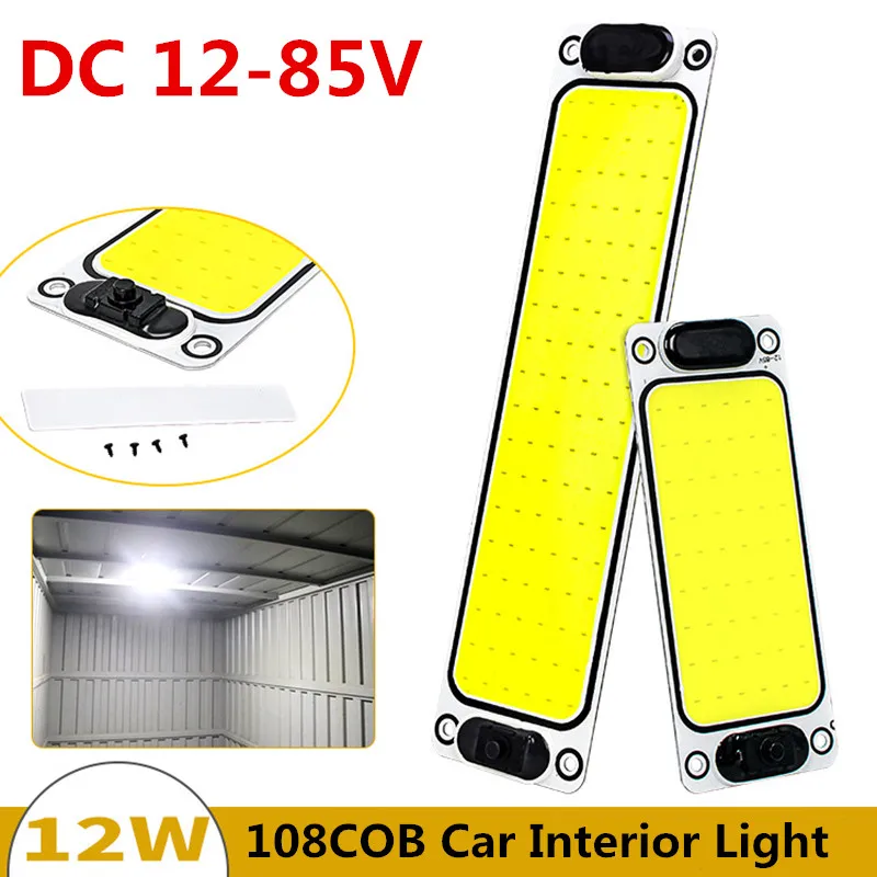 

4/2/1PCS 12V-85V 108/54 COB Panel Dome Lamp Auto Interior Reading Light Roof Ceiling Trunk Interior Wired Lamp