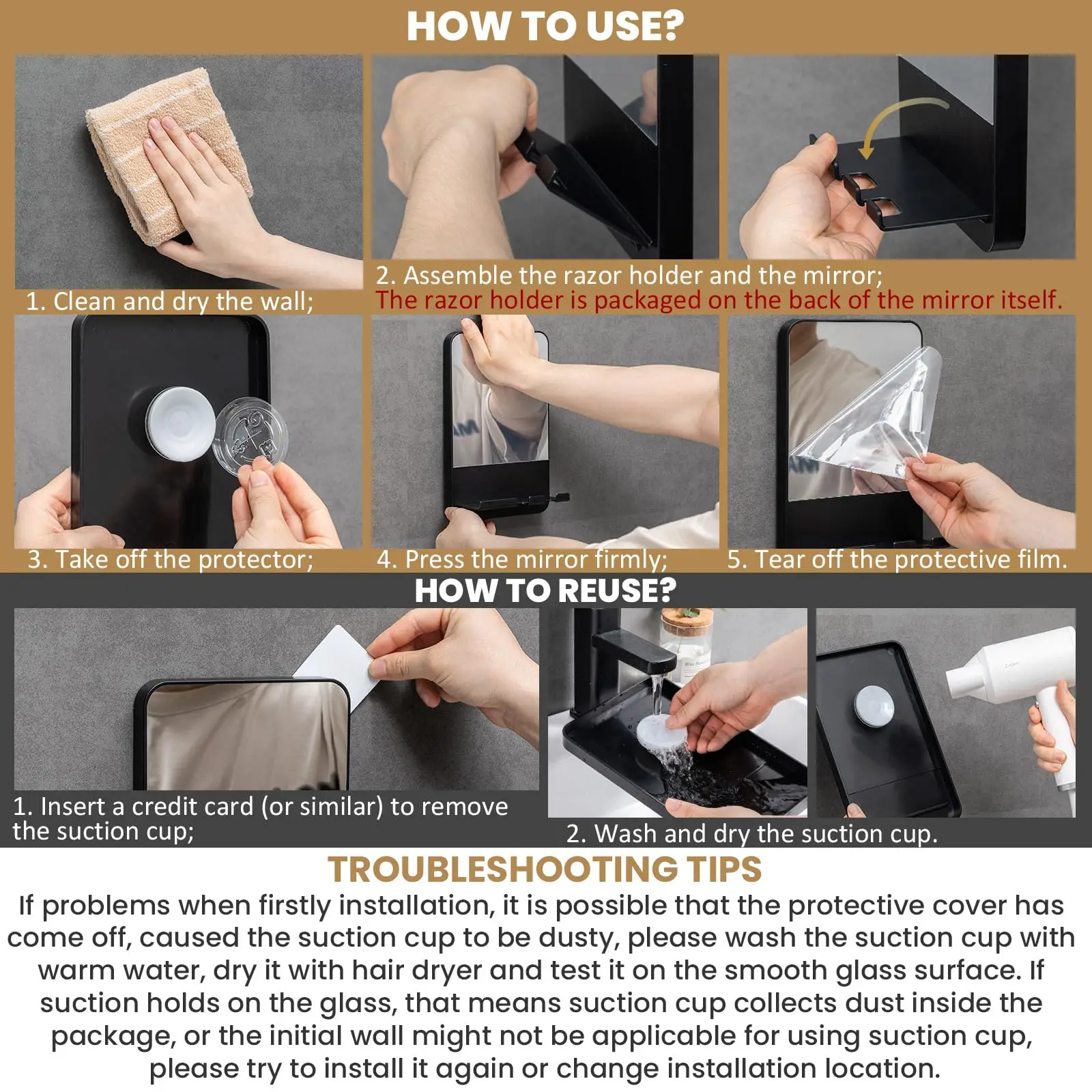 Fogless Shower Shaving Mirror 6