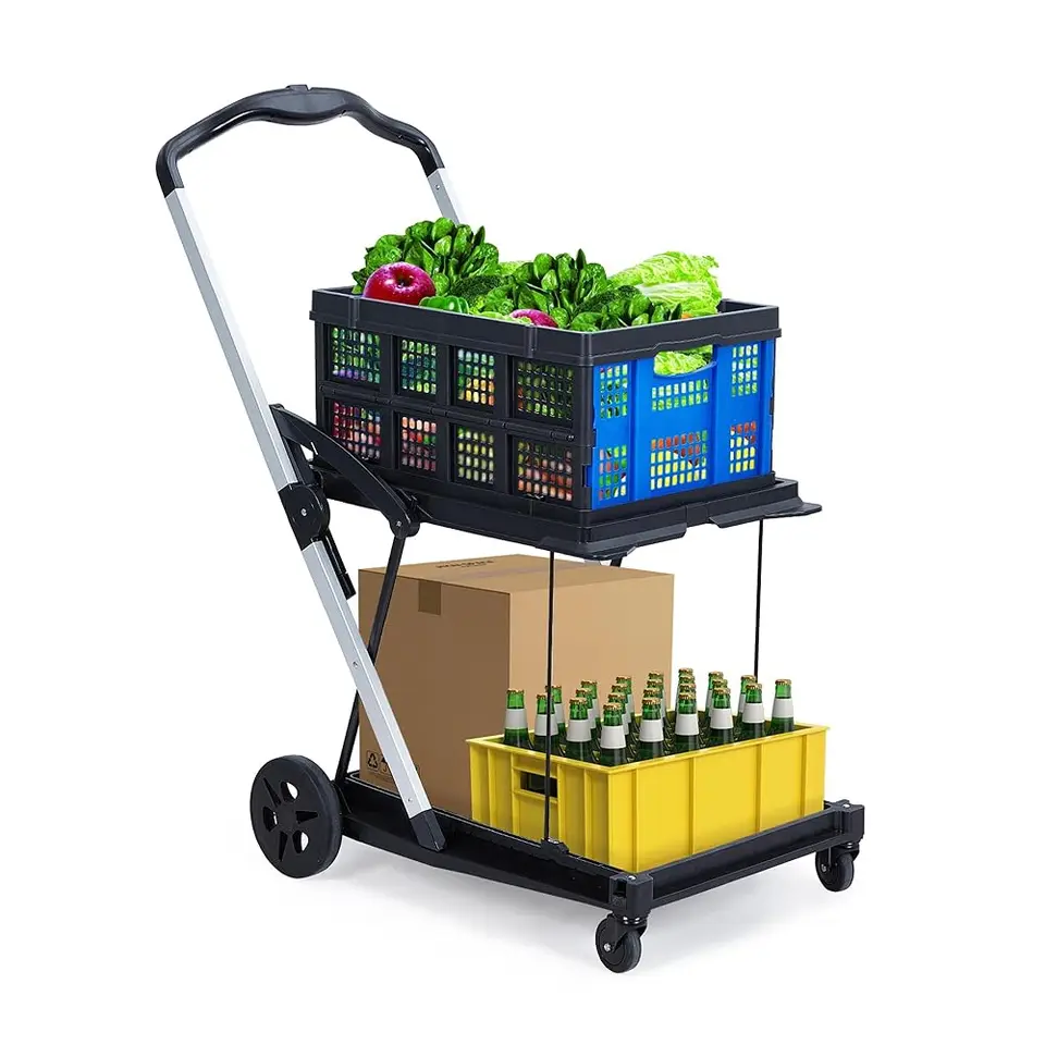 Collapsible Foldable Grocery Cart with Removable Basket