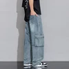 Spring New Wide Leg Washing Jean Cargo Pants Men Street Trousers Neutral Solid Color Loose Casual Thin summer pants Big Size 8xl 2