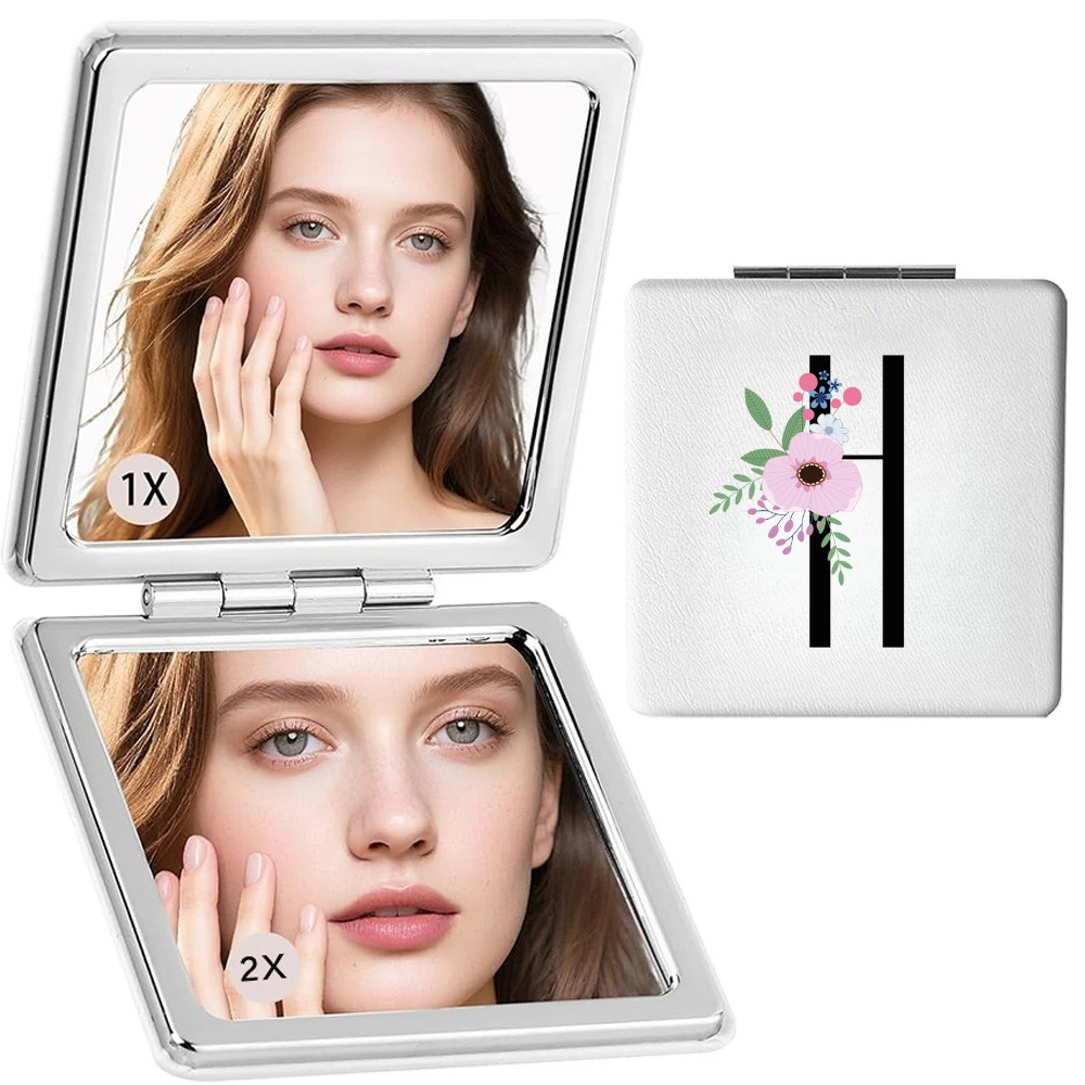 26개 이니셜 프린트, 접이식 화장 거울, 휴대용 양면 거울, 학생 기숙사용 소형 책상 선물, 도매