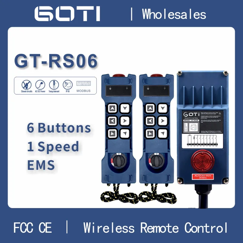 

GT-RS06 (2TX+1RX) Industrial Radio Wireless Crane Hoist Remote Control Switch 6 Channel Replace UTING F21-E1B F21-E1 TELEcontrol