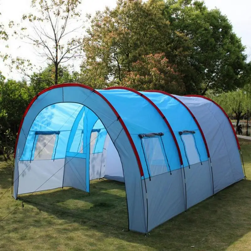 

Large tunnel tent outdoor camping one room and two living rooms Waterproof Tunnel Family Tents 8-10 people Picnic party Tent