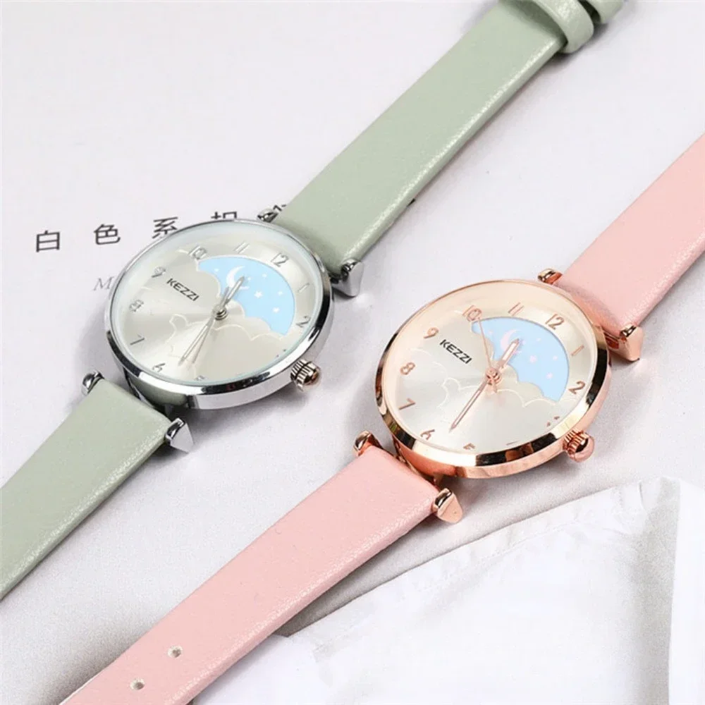 Women Watch Creative Sky Fashion Ladies Watch Star Moon Creative Dial Clock Leather Waterproof Belt Reloj Para Mujer Girls Gift