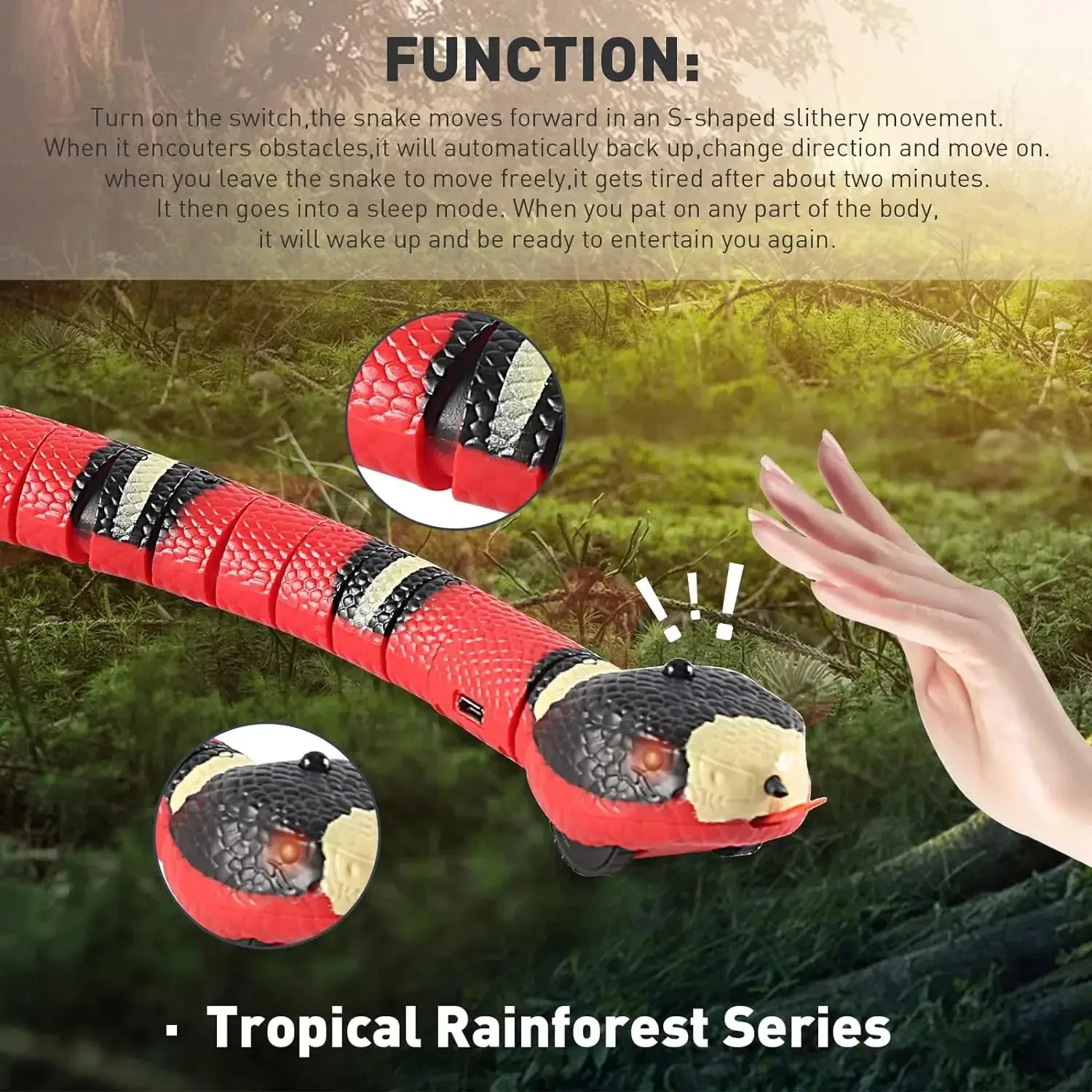Smart Sensing Interactive Cat Toys Automatic Eletronic Snake Cat Teasering Play USBRechargeable Kitten Toys for Cats Dogs Pet