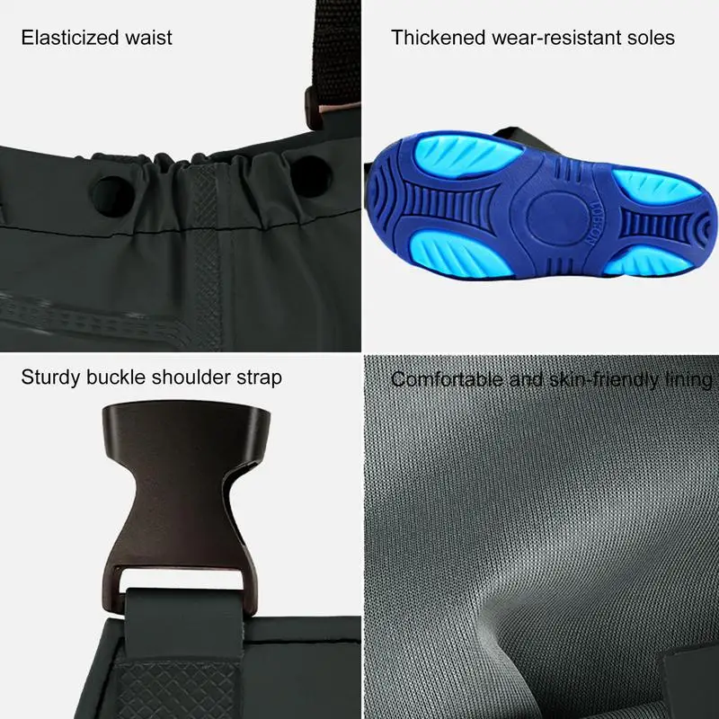 Children Fishing Chest Waders Outdoor Activities Girl Boy PVC Rain Pants Waterproof Bootfoot Quick-dry Fishing Water Pants