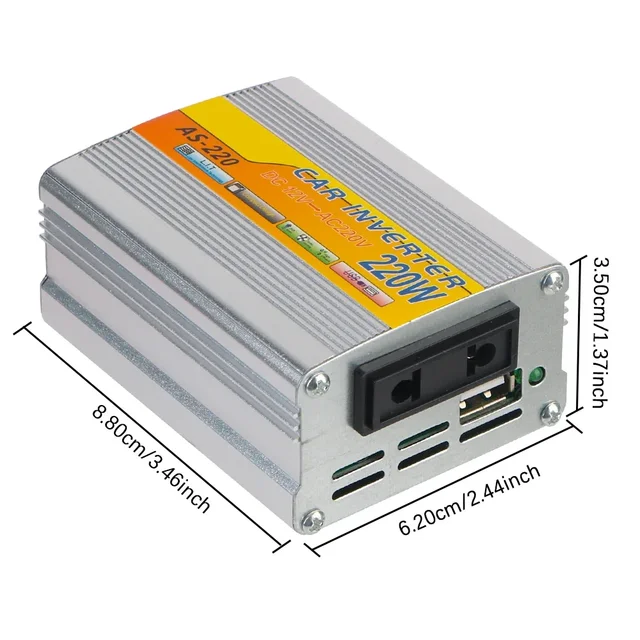 High-power รถติดตั้งอินเวอร์เตอร์พลังงานแสงอาทิตย์ 220W หม้อแปลงแรงดันไฟฟ้าแบบพกพา DC 12V To AC 220V Conversion USB แบตเตอรี่คลิป 1