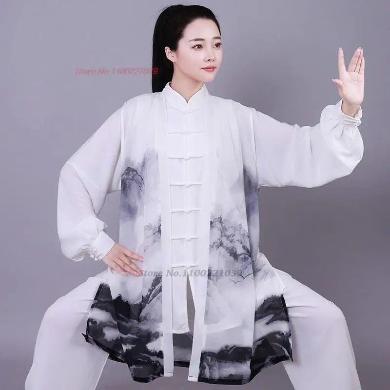 chinese tai chi uniform women men martial arts uniform chinese traditional folk long sleeve kung fu suit morning sportswear