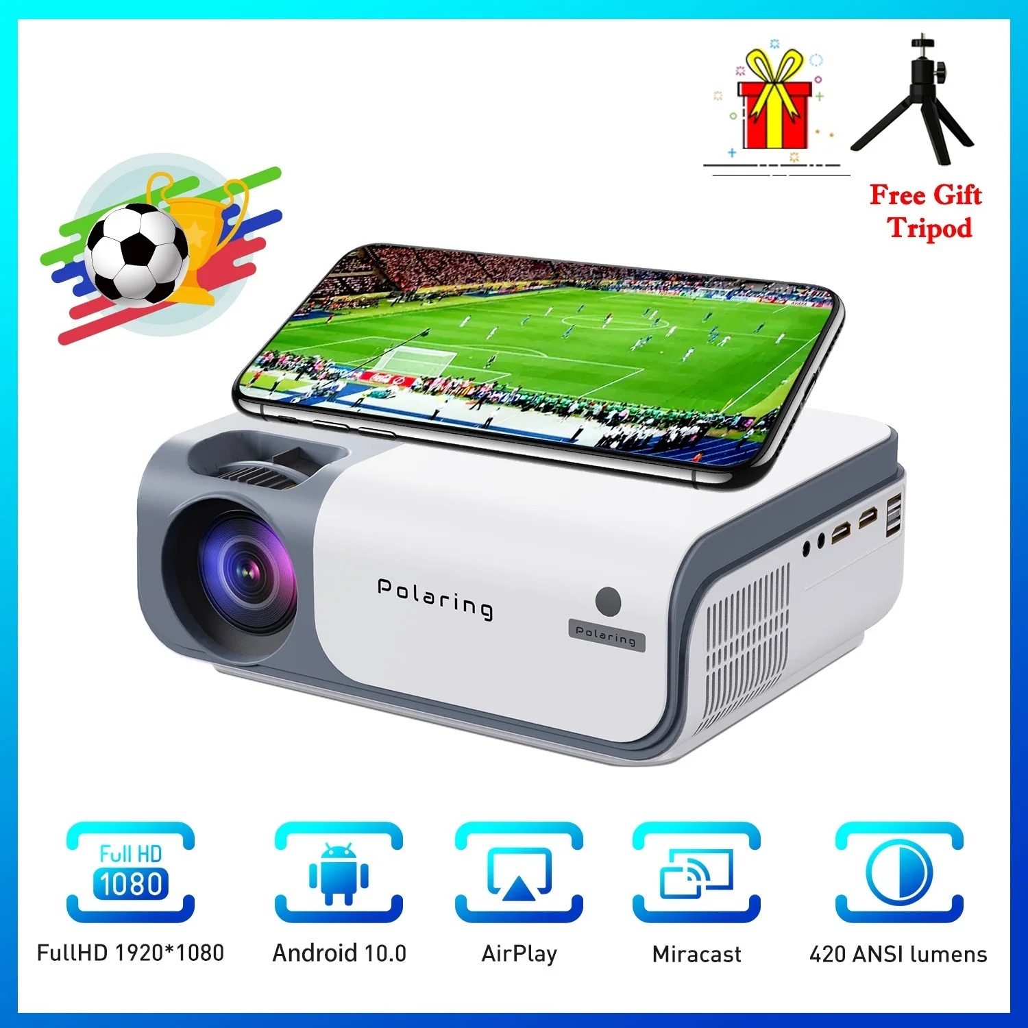 풀 HD 9000 루멘 비디오 프로젝터, 홈 시네마 사무실 프로젝터, 캠핑 프로젝터, 탑 A5, 1080P, 4K, 2.4, 5G