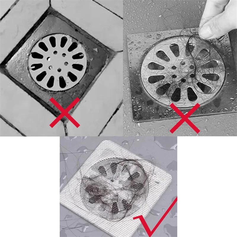 Hair Catchers for Shower Mesh Shower Drain Covers-Floor Sink Strainer Filter Mesh Stickers Bathroom Accessories 10/20/30Pcs
