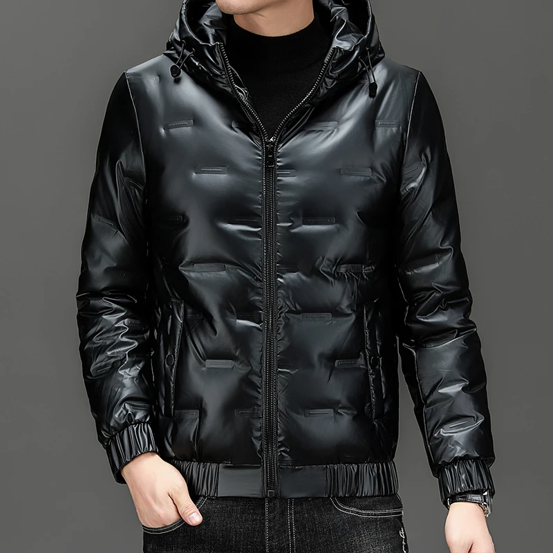 New Trendy 80% White Duck Down Sport Coat Winter Fashion Bright Color Warm Jacket Thick Thermal Hooded Outwear