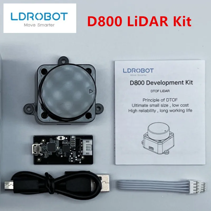 LDROBOT D800 Lidar Kit 25meters DTOF ROS Car SLAM Navigation Scanning Laser Radar Sensor Support ROS1 and ROS2 for outdoor 2