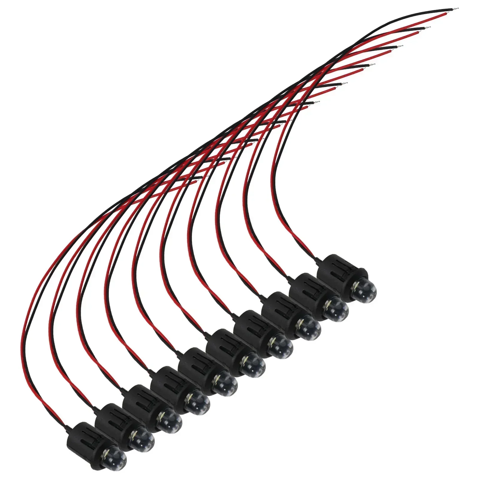 10 Pcs 12V 10mm Pre-Wired Constant LED Ultra Clear Bulb Cable Prewired Led-Lamp Garden Decoration Lighting Lamps Water Clear