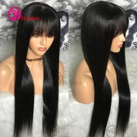 Perruque de cheveux humains droites d'os avec frange pour les femmes 30 pouces brésiliennes 3x1 perruques de dentelle sans colle perruque de cheveux humains couleur noire naturelle 2