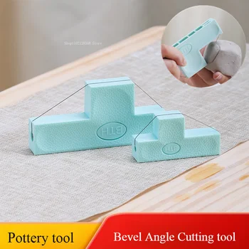 30 ° 45 ° 60 ° Utensile da taglio ad angolo smussato/manico in plastica filo da taglio in metallo strumento modello di taglio per ceramica in argilla polimerica caolino fai da te fatto a mano