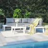 Sectional Sofa with Coffee Table All-Weather Patio Conversation Set with Cushions, Garden Sofas 1