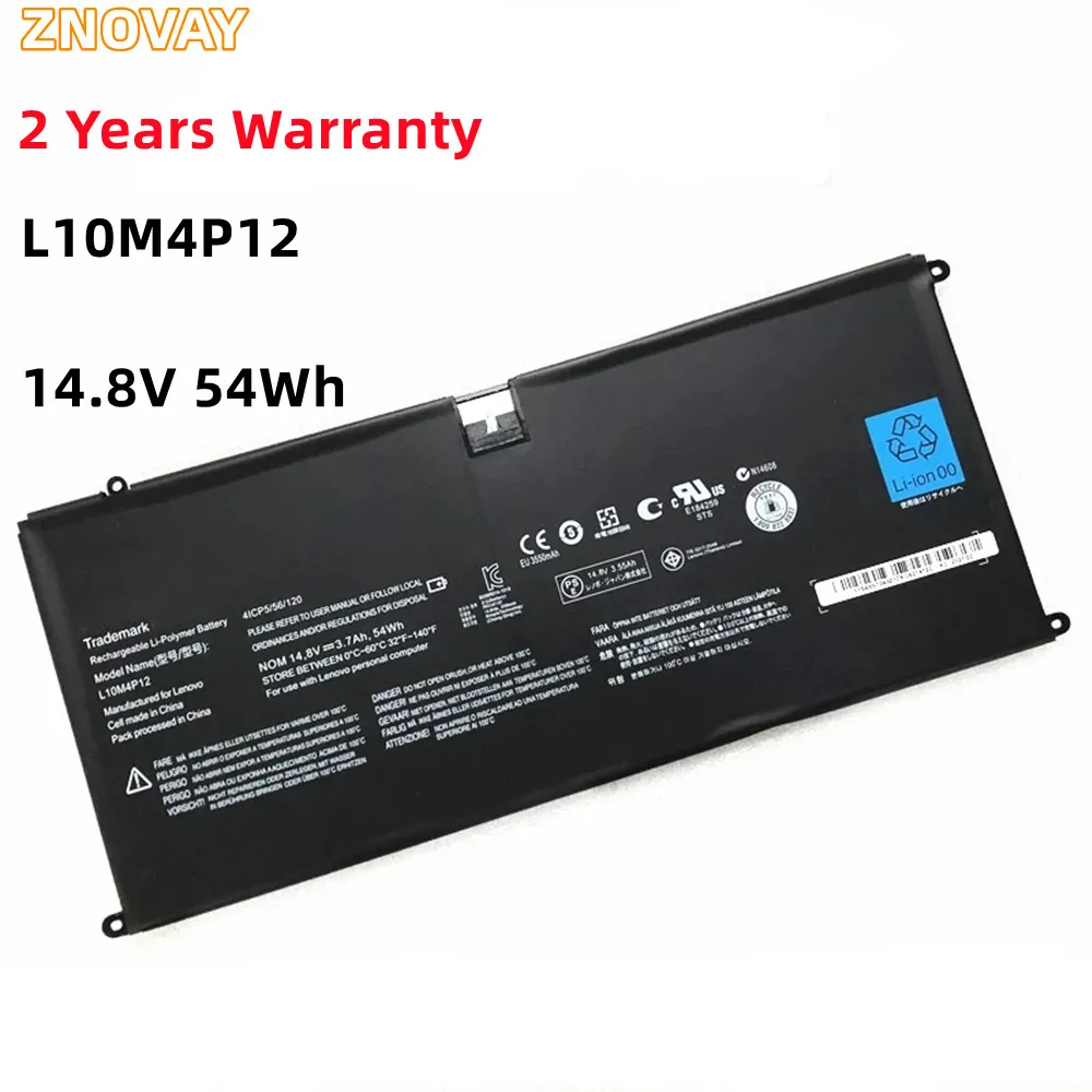 

ZNOVAY New L10M4P12 Laptop Battery For Lenovo IdeaPad Yoga 13 U300 U300s Series 4ICP5/56/120 L10M4P12 14.8V 54Wh 3700mAh