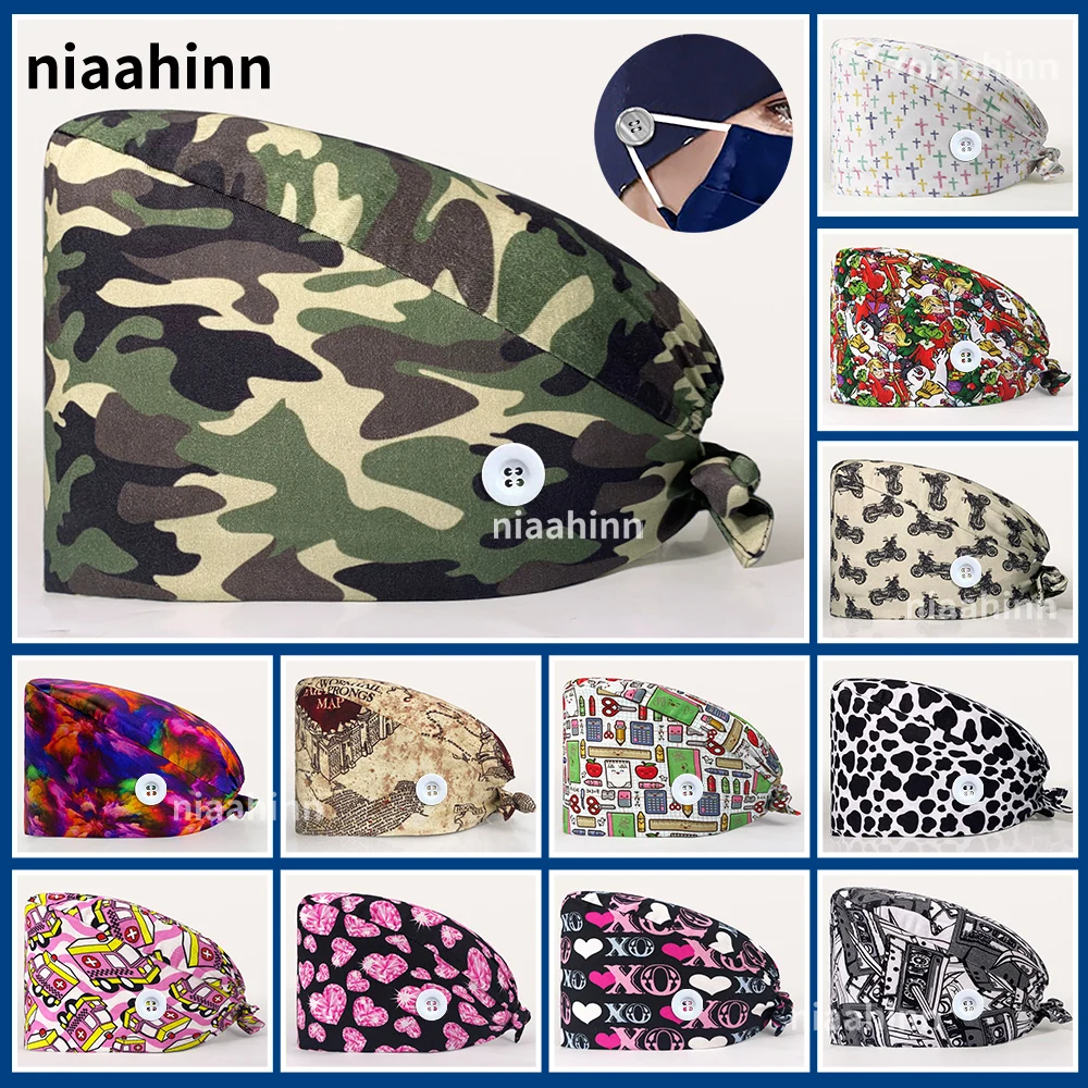 

Laboratory Operator Cap Printing Dentistry Clinic Scrub Hats Pet Grooming Agency Surgical Hats Beautician Health Check Work Caps