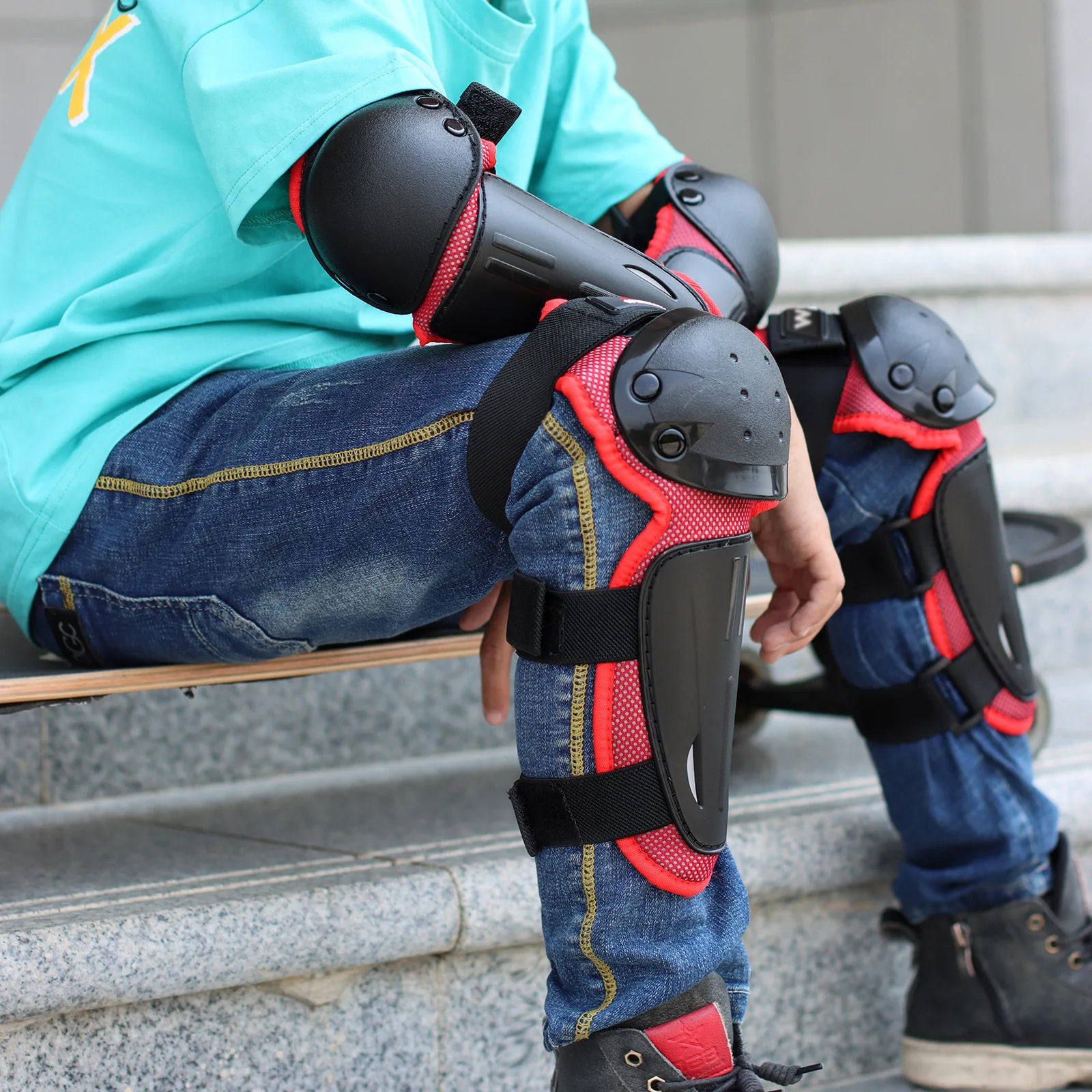 WOSAWE 어린이용 야외 스포츠 무릎 및 팔꿈치 보호대 - 내마모성, 충격 흡수, 밸런스 바이크, 스케이팅, 아이스 스케이팅용 낙상 방지