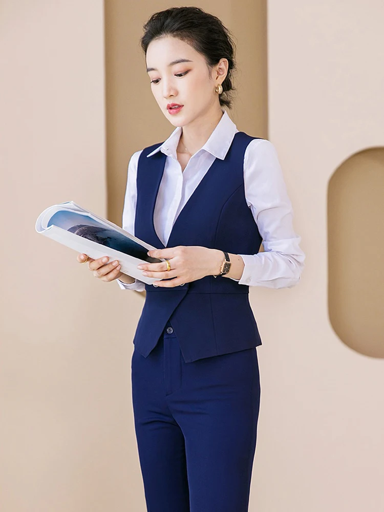 Pant and Vest Sets Ladies Work Wear Business Suits Office Uniform Styles  Formal Black Waistcoat Women 2 Piece 6 pcs boys basketball training soccer jersey squad uniform scrimmage vest waistcoat child football