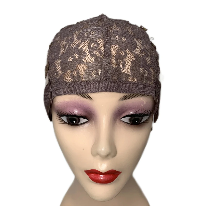 1PC Black/Brown adjustable Wig Caps for Making Wigs with Elastic Band on the Back Easy Weaving Ventilated Wig Caps with Plastic