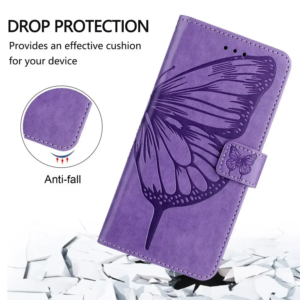 3D Butterfly Leather Flip Phone Case - Stylish & Durable Back Cover
