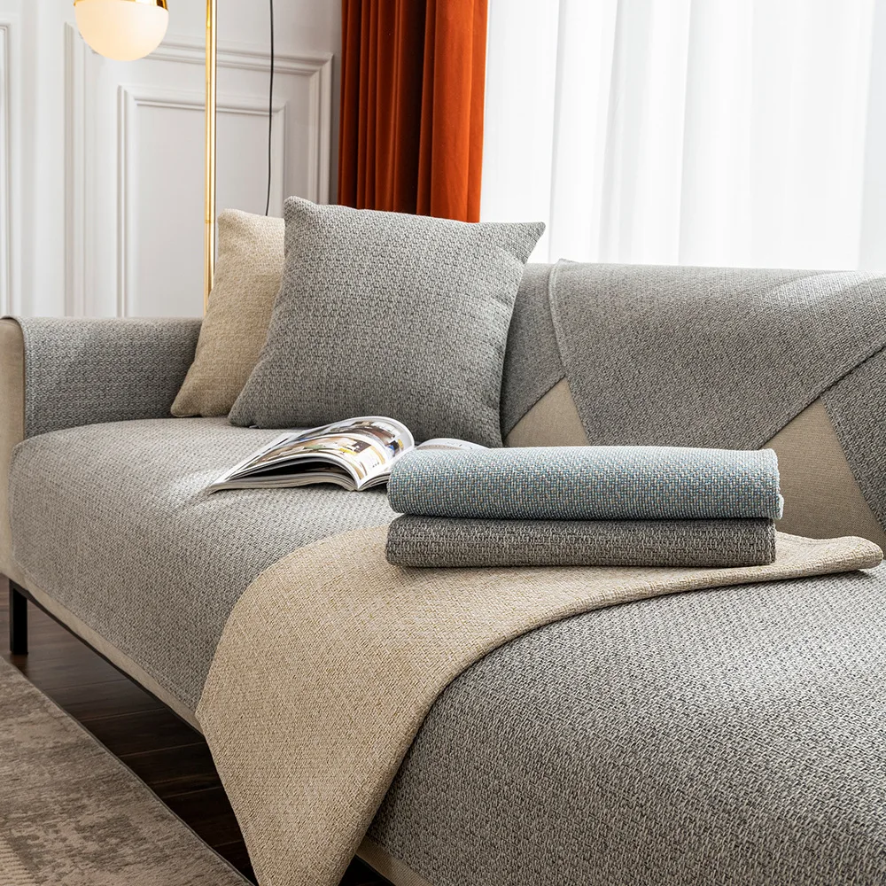 Cotton And Linen Sofa Cover Four Seasons Universal Living Room Thickening Non-Slip Sofa Cushion Cover Furniture Dust Cover 2
