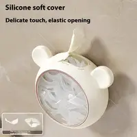 Boîte de film de cuisine domestique pratique ; Rangement mural anti-poussière ; Organisateur d'enveloppe en plastique ; Couvercle de boîte de couverture alimentaire en forme de support. 3