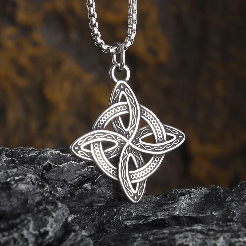 

Vintage Irish Witchcraft Celtic Witch Knot Pendant Necklace Men Women Protection Lucky Amulet Jewelry